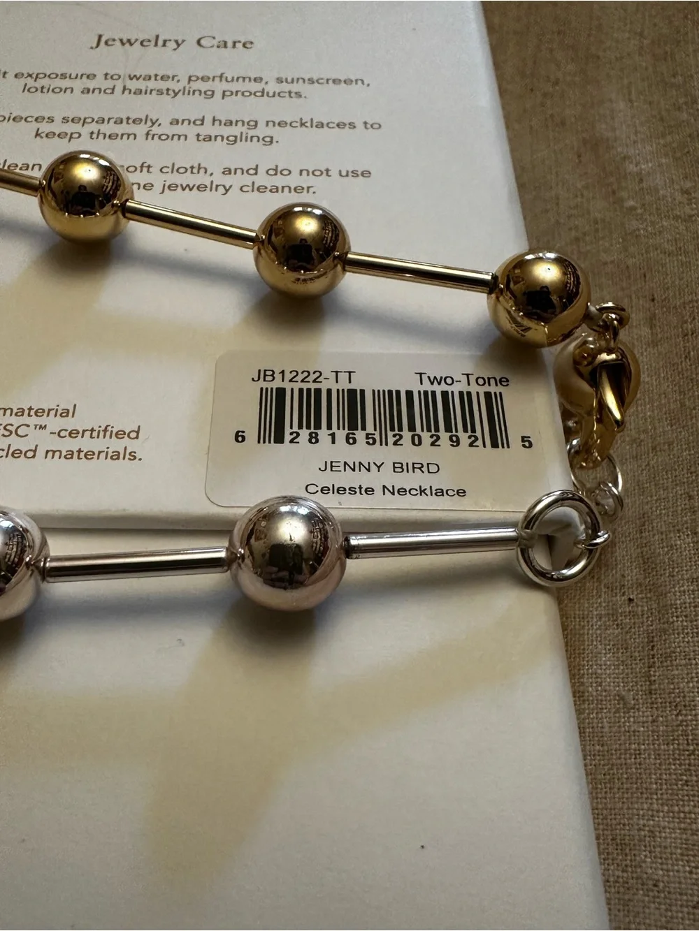 Jenny Bird Two-Tone Bead Link Necklace in Silver & Gold Tones - Picture 6 of 9